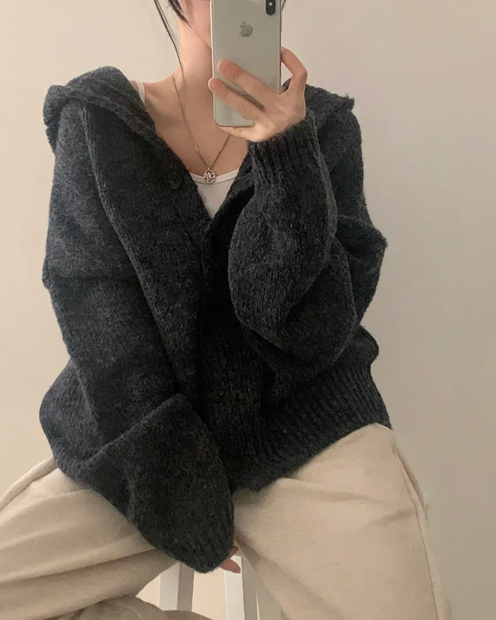 [후기보장*.*/루즈핏🤍] 보호본능, 아방핏 도톰 니트 후드가디건 - 5color 상세 이미지 34