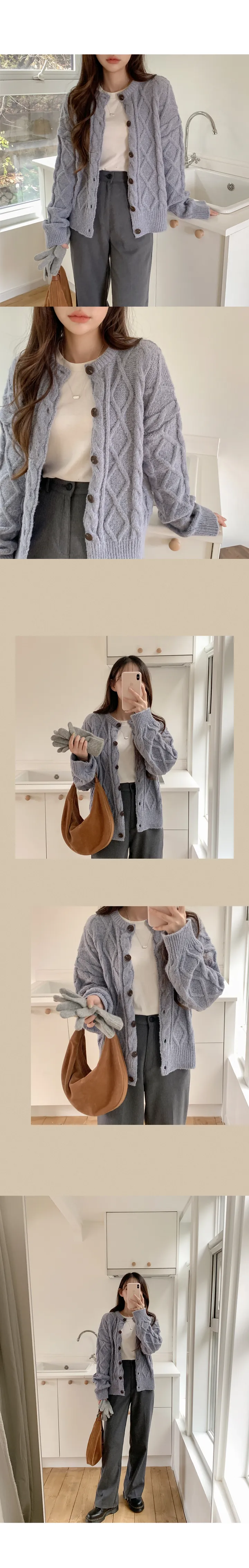 [기획]퐁당 밀크 꽈배기 니트 가디건 (8color) 상세 이미지 6