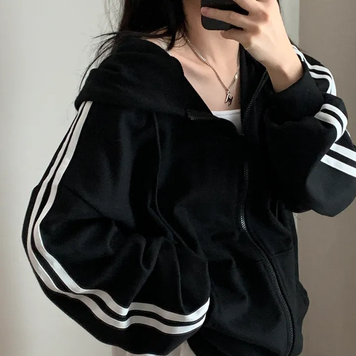 [루즈핏/꾸안꾸🖤] 키트 투라인 후드 집업 점퍼 상세 이미지 9