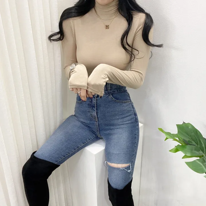 🚀당일발송🚀[6천장돌파/기모선택/묶음할인] 봄 가을 겨울 메이 부들 여리 폴라 티셔츠 이너티 상세 이미지 17