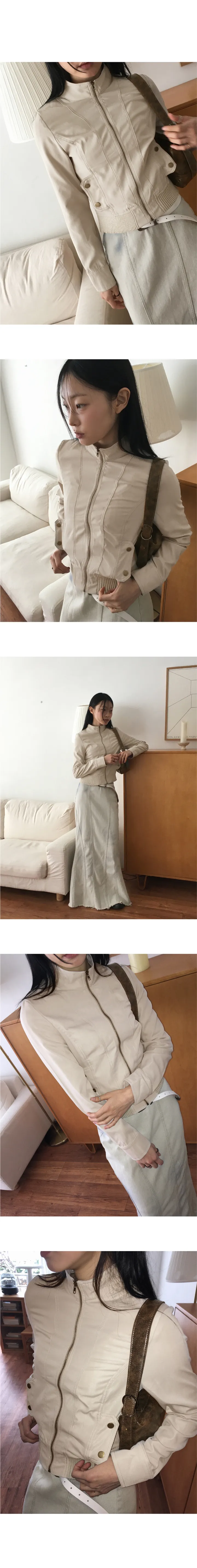코롬 Y2K 빈티지 절개 코튼 하이넥 긴팔 자켓 상세 이미지 4