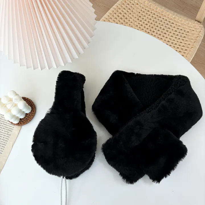 얼굴작아보여요🐑자체제작 스키장 모자 썰매장 양면착용 3컬러 귀도리 목도리 세트 머플러 귀마개 빅사이즈 겨울 포근 몽글몽글/ 상세 이미지 25