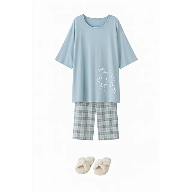 오버핏 7부 파자마 2종세트/빅사이즈/M~4XL(45~150)KG/COLOR블랙,스카이,핑크 상세 이미지 6