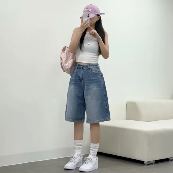 [카펜더버뮤다🐰/숏&롱/~2XL] 아일렛 카펜더 5부 7부 버뮤다 데님 숏팬츠 여름반바지 기장선택 남녀공용 하체커버 빅사이즈 (5Col) 상세 이미지 7