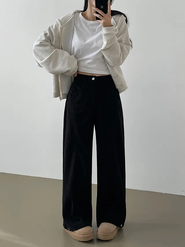 [한파대비/3기장~2XL!] 스냅버튼 융기모 코듀로이 골덴 폴딩 와이드팬츠 4color 상세 이미지 32