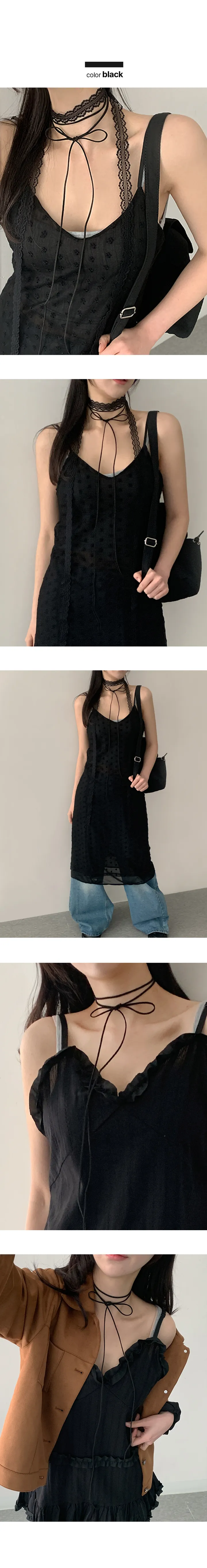 [🎀여리템/1+1할인🎀]패션소품 패션아이템 레이스 스트링 스카프 타이 롱초커 목걸이 패션템 시스루 패션완성템 투링 초커 타이 상세 이미지 3