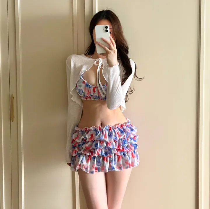 (M-XL) 캉캉비키니 주름 탱키니 쓰리피스비키니 스커트비키니 상세 이미지 16