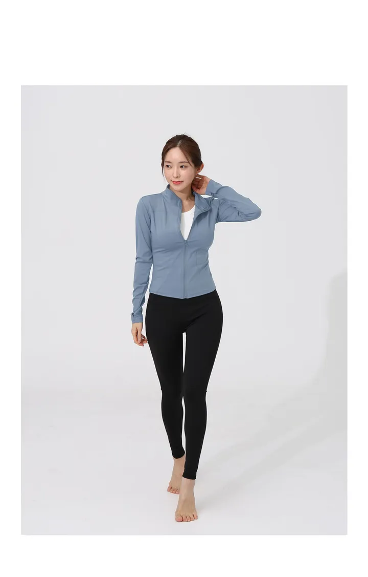 슬림라인 여성용 요가 집업 자켓 요가복상의 필라테스 운동복 슬림핏 체형커버 커버업 상세 이미지 29