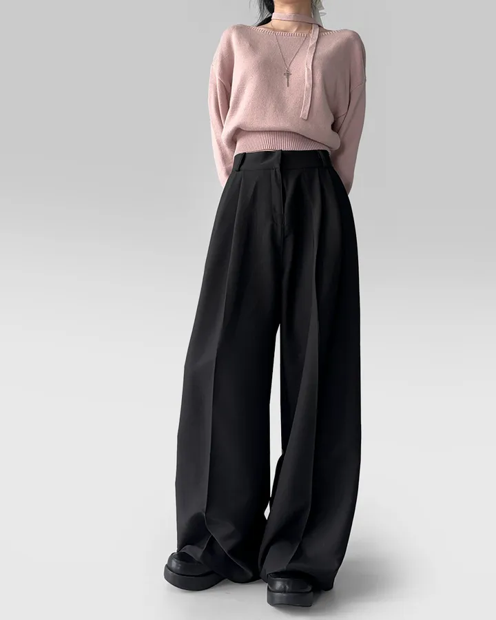 [~3XL/2기장] 르네상스 모더니즘 더블 핀턱 통 와이드 루즈핏 슬랙스 긴바지 롱팬츠 상세 이미지 31