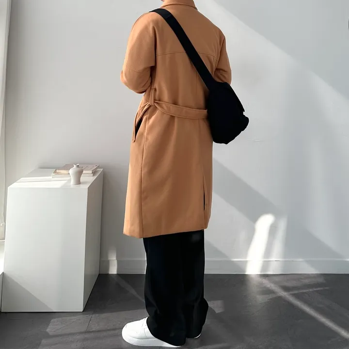 [1+1할인] 오버핏 로브 코트 미니멀 빅사이즈 아우터 남자롱로브코트 상세 이미지 18