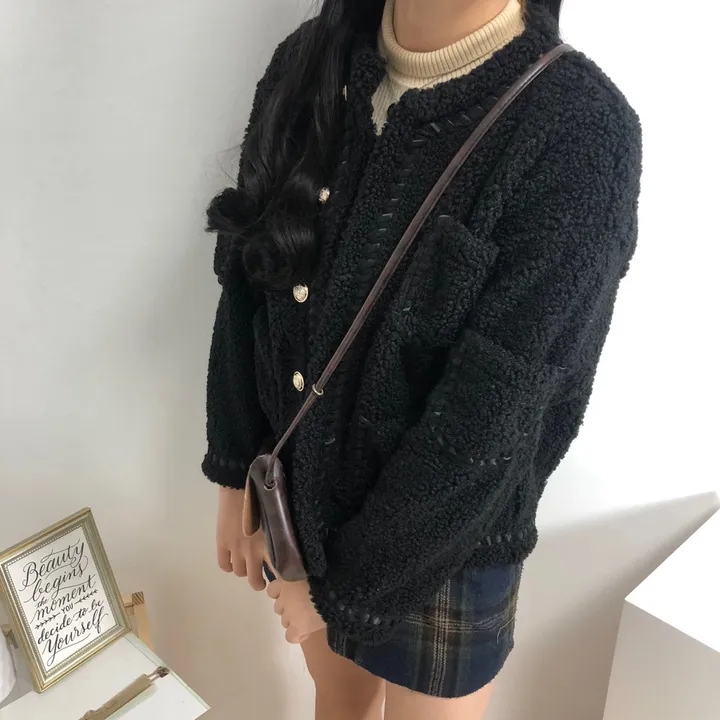 실물이 더 예쁜 3color: 트위드 양털 포켓 무스탕 자켓 상세 이미지 29