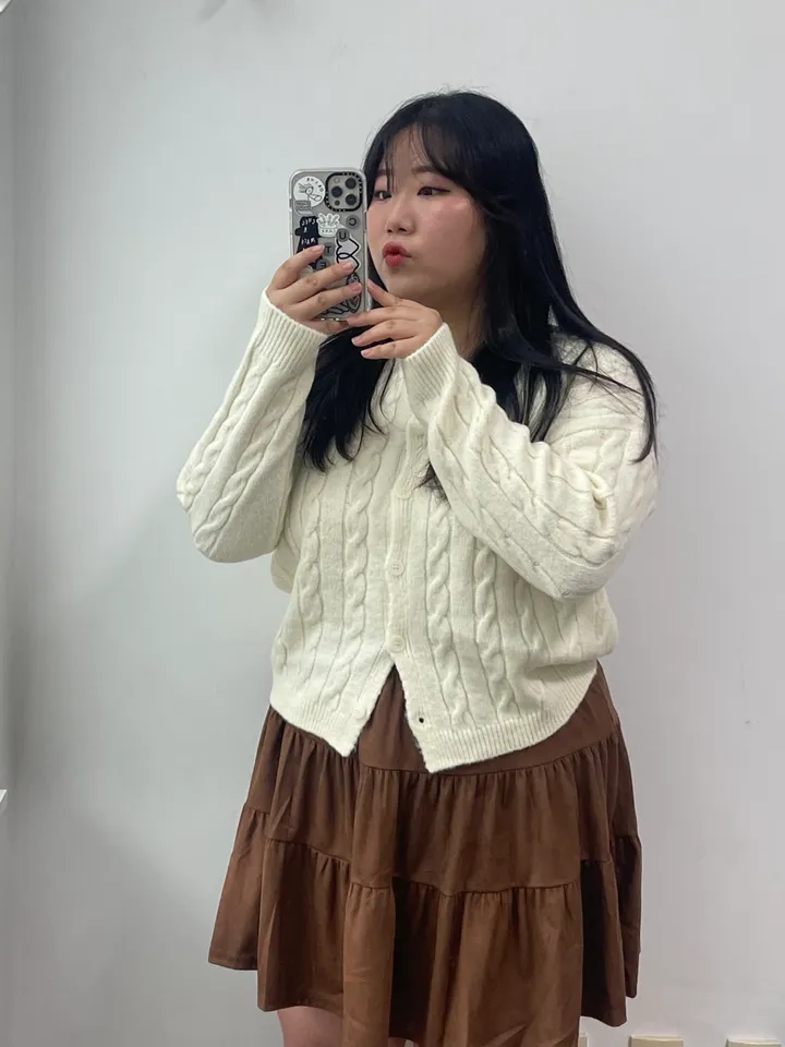 🚀당일출발🚀빠른배송📦 [~110size/빅사이즈] 라운드넥 꽈배기 도톰 단추 니트 가디건 상세 이미지 23