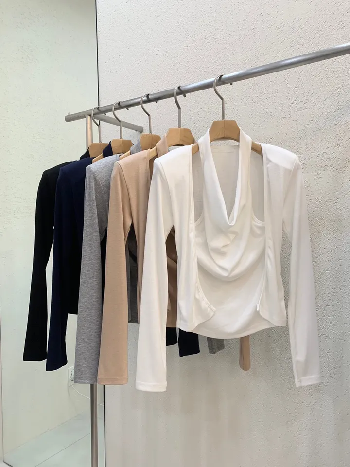 *set가능/국내제작* 핫세 셔링 드레이프 홀터넥가디건 (5color) 라피에 / 홀터가디건 드레이프가디건 셔링가디건 봄가디건 코디세트 홀터넥 홀터나시 여름나시 여름가디건 상세 이미지 1