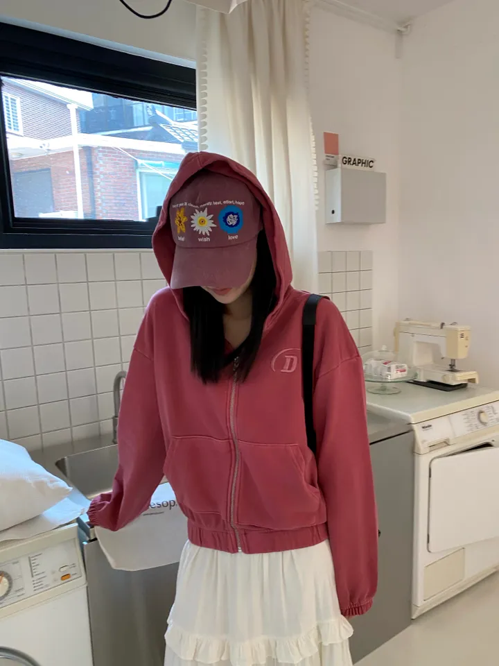 [💖봄신상/여리여리/💖피그먼트]헤븐 시보리 크롭 아방핏 루즈핏 자수 여친룩 꾸안꾸 후드 집업 상세 이미지 9