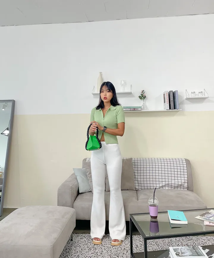 로투 지퍼 크롭티 / 골지 투웨이 빅사이즈 카라티 / 골지크롭티 주문폭주 인기상품 반팔티 지퍼가두개 집업니트 카라 상세 이미지 20