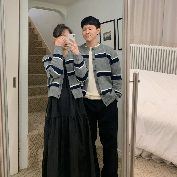 커플룩,시밀러룩베리 단가라 커플가디건 스트라이프 라운드가디건 시밀러룩 봄 꽃놀이 벚꽃 상세 이미지 32