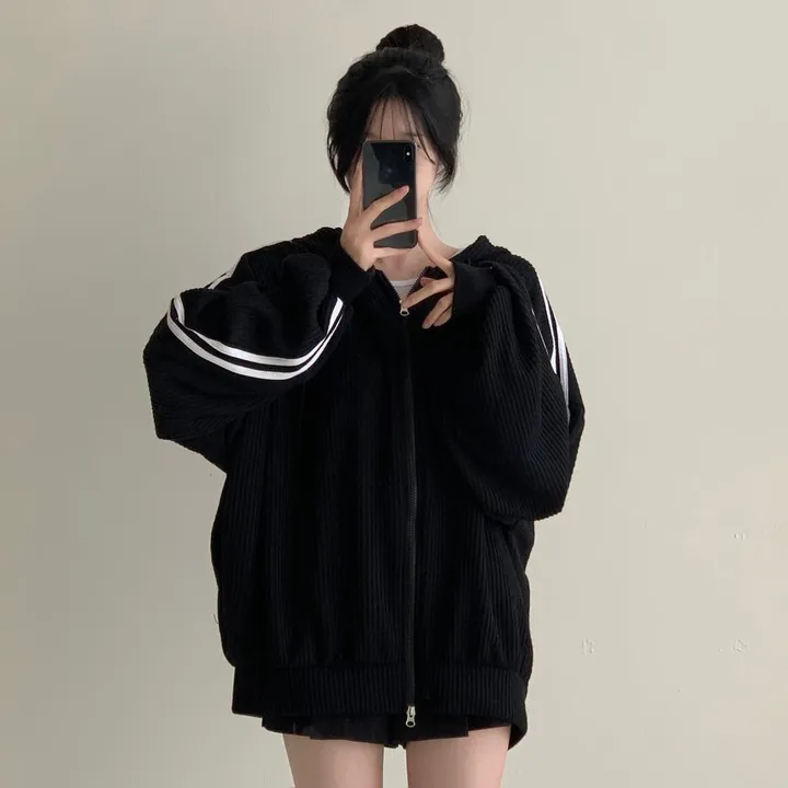 [-120/간절기필수소장💛] 골지 투웨이 오버핏 트랙 라인 후드집업 3c 상세 이미지 21