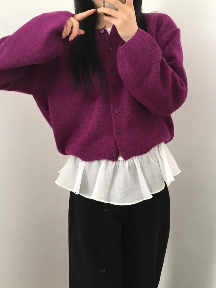 MD픽💜 엘가 라운드 세미크롭 니트 가디건(9color) 상세 이미지 3