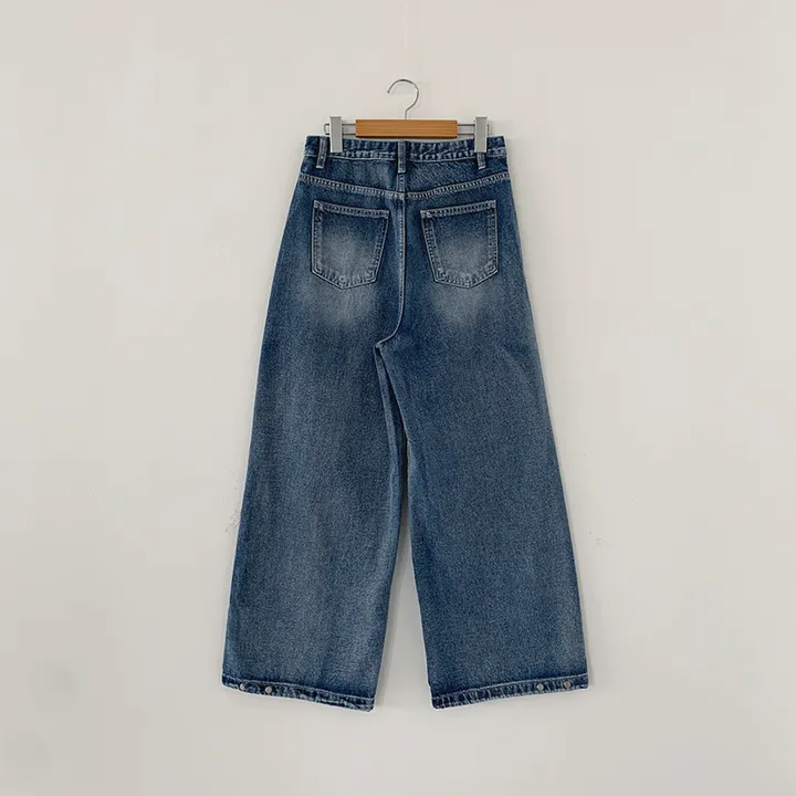 [숏,기본,롱/~XL/핏보장💙*밑단스냅단추 투웨이* 워싱 와이드데님] 헤이브밑단스냅와이드데님 상세 이미지 56