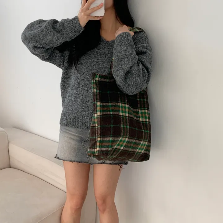 🌼2color🌼 윈터 체크 에코백🚚당일출고🚚 (그린, 네이비) 크리스마스, 연말파티, 겨울신상⛄︎ 상세 이미지 22