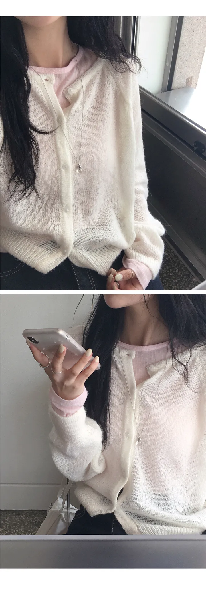 당일/봄가디건🌸 [here you] 퍼지 모헤어 cardigan - 5color (벚꽃룩/울가디건/모헤어니트/나들이룩/봄니트) 상세 이미지 33