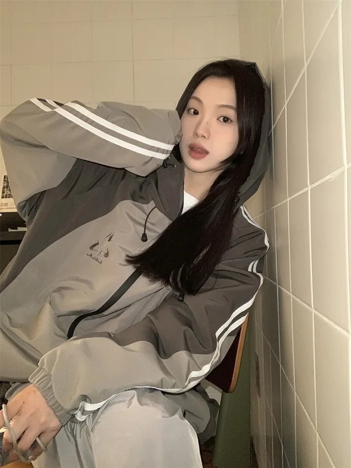 [봄신상💗/고프코어]햄프턴 배색 트랙라인 바스락 후드 윈드브레이커 바람막이 집업 상세 이미지 16