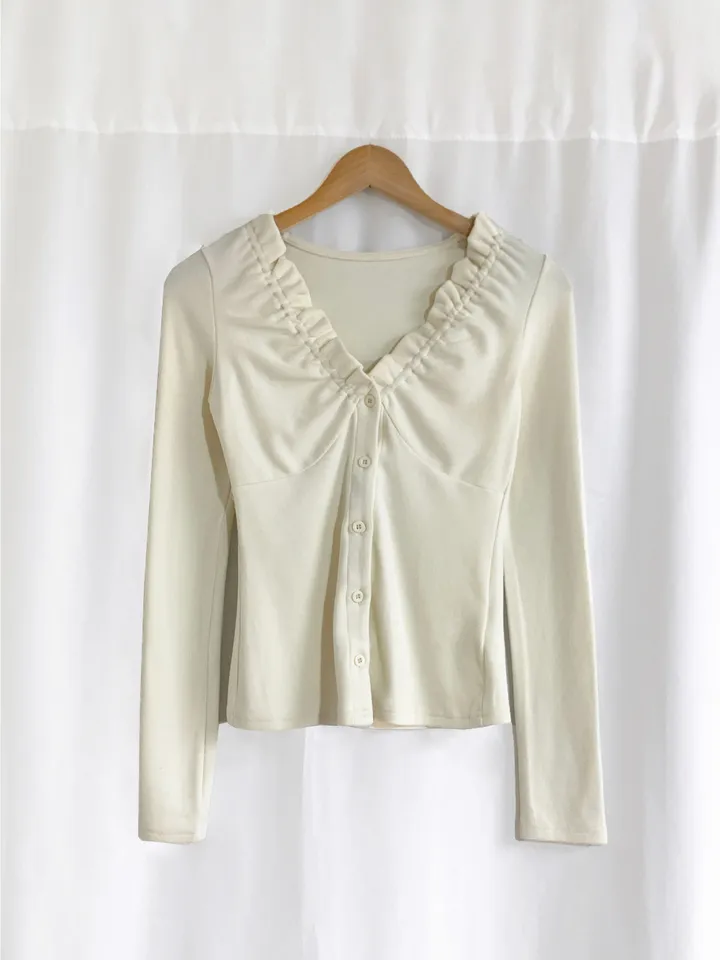 긴팔 티셔츠 아이보리 색상 이미지-S1L4