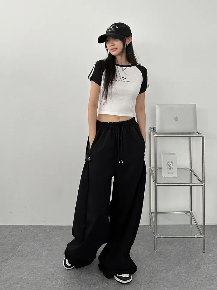 [사이드스냅🖤벌룬핏/나일론 2way스트링조절 비죠버튼 와이드팬츠] 비죠버튼벌룬와이드팬츠 상세 이미지 95