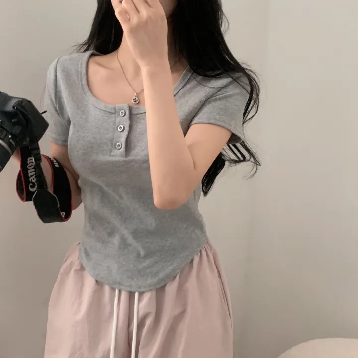 [MADE🤍/팔뚝반쪽핏!] 파스텔톤, 단추 유넥 기본 반팔티셔츠 - 5color 상세 이미지 28
