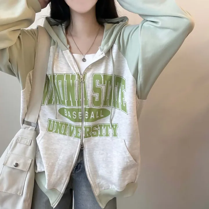 오늘출발🤎 [오버핏/투웨이~] 스테이트,오버핏 레터링 투웨이 배색 후드 집업 [4color] 상세 이미지 34