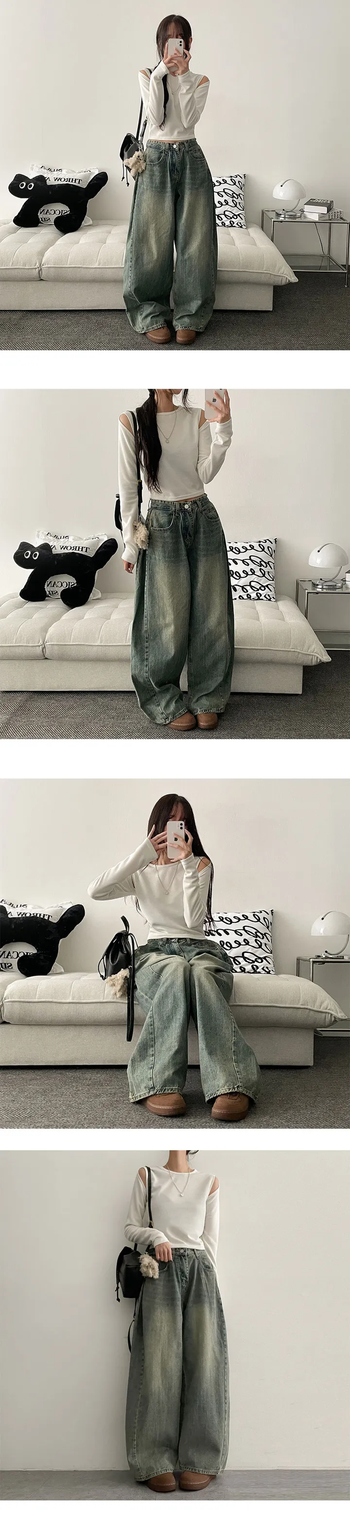 [핏보장🔥숏,롱~XL] 2.5만❤️누적7천장! 거스워싱핀턱와이드데님팬츠 (5color) [일반,기모안감2가지!] 상세 이미지 9