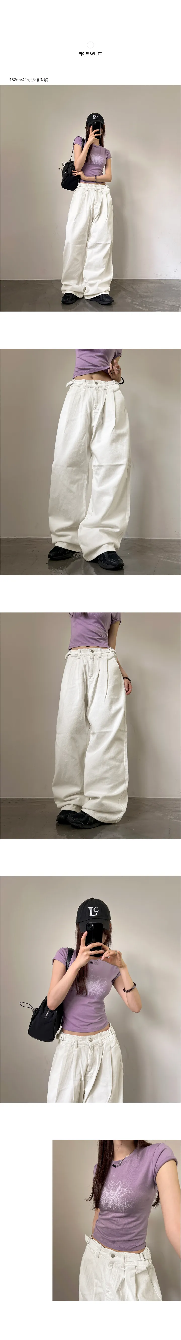 [숏,기본,롱/S~2XL] 릴토 비조 핀턱 코튼 롱 와이드 팬츠 상세 이미지 3