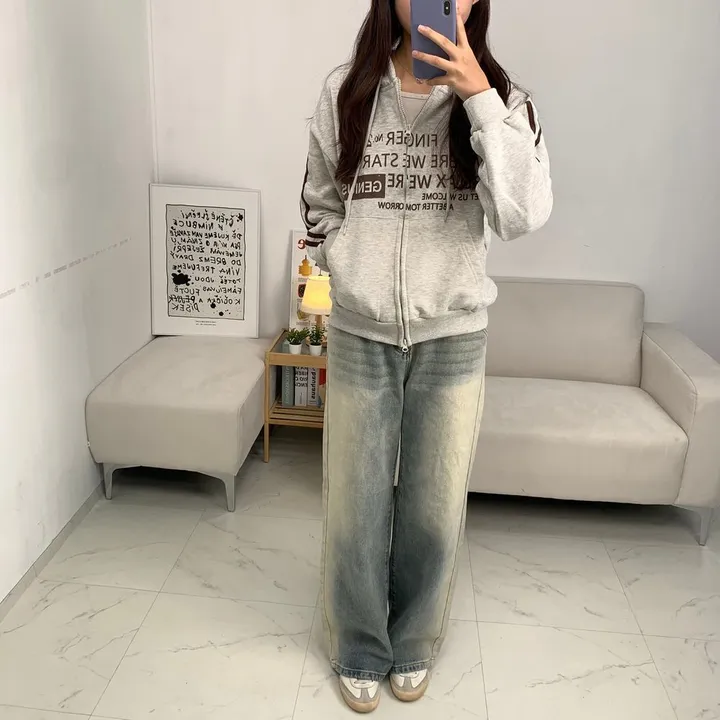 캐주얼 빈티지 유니크 스타티드 후드집업 - 0099 상세 이미지 11