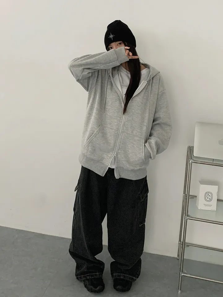 [UNISEX🖤/2사이즈선택(추가금x) 교복템,퀄보장🖤 투웨이집업 오버핏 기본 데일리 후드집업 남녀공용 커플템] 올데이투웨이후드집업 상세 이미지 27