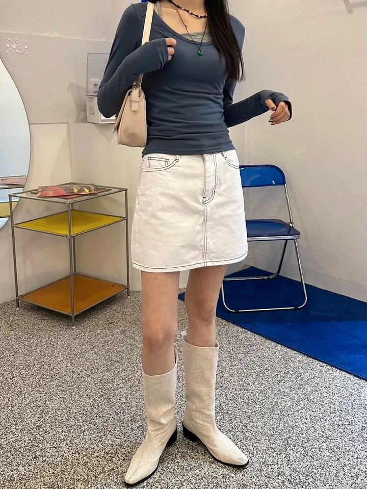 *라인대박 착붙 쫀쫀 스판 유넥 워머 데일리 긴팔 티셔츠 상세 이미지 8
