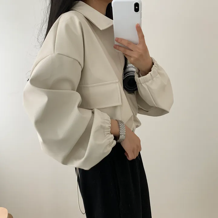 [ 봄신상 ]루즈핏 투웨이 레자 숏점퍼 상세 이미지 69
