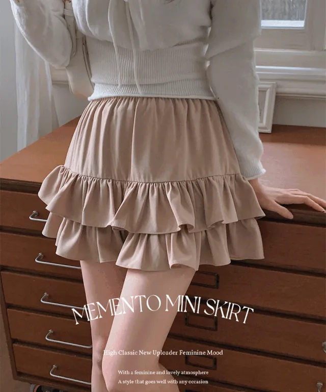 [속바지내장/러블❣️] 메멘토 밴딩 플레어 치마바지 스판 러플 캉캉 미니 스커트