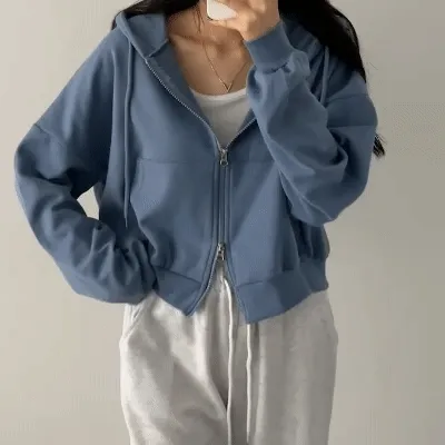기모추가!🧡[단독9컬러/MD픽] 투웨이 세미크롭 후드집업 왕모자 루즈핏 상세 이미지 9
