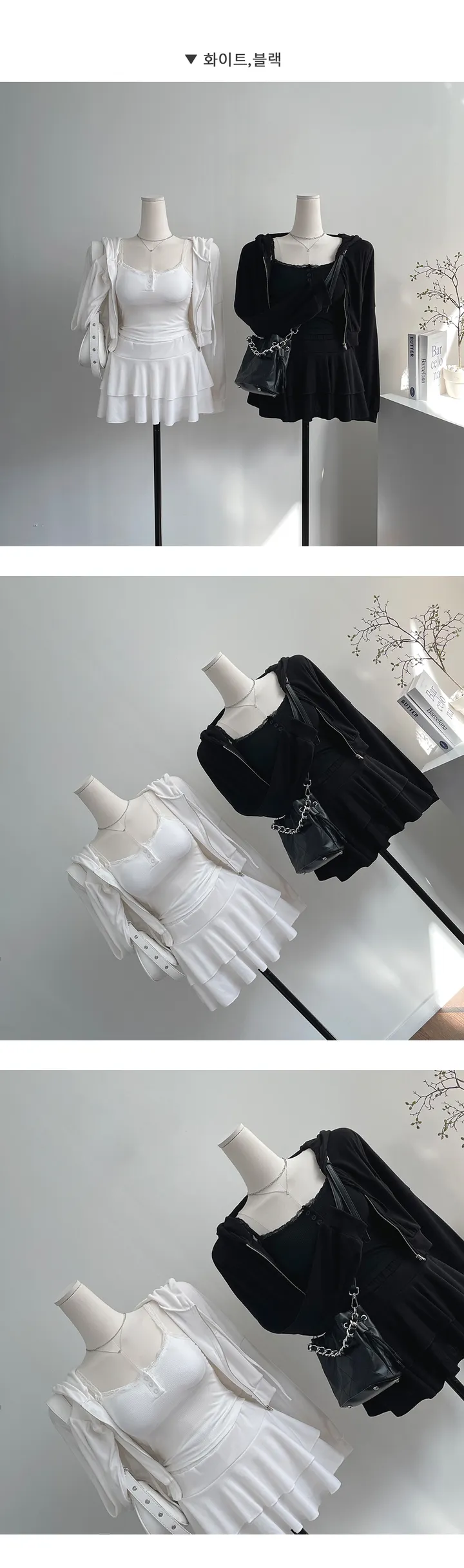[캡내장/2개구매할인] y2k,하이틴 러블리 레이스 캡내장 크롭 끈나시 나시탑 레이어드 골지 나시 (3color) 상세 이미지 6