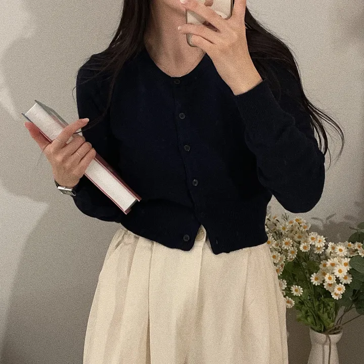 [당일출고🚚/봄,가을~겨울까지/35℃] 캐시미어 심플 베이직 무지 라운드 캐주얼 긴팔 가디건 상세 이미지 43