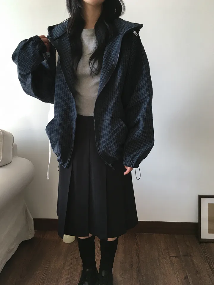 MD픽🩵 베카 체크 투웨이 후드 점퍼(5color) 상세 이미지 10