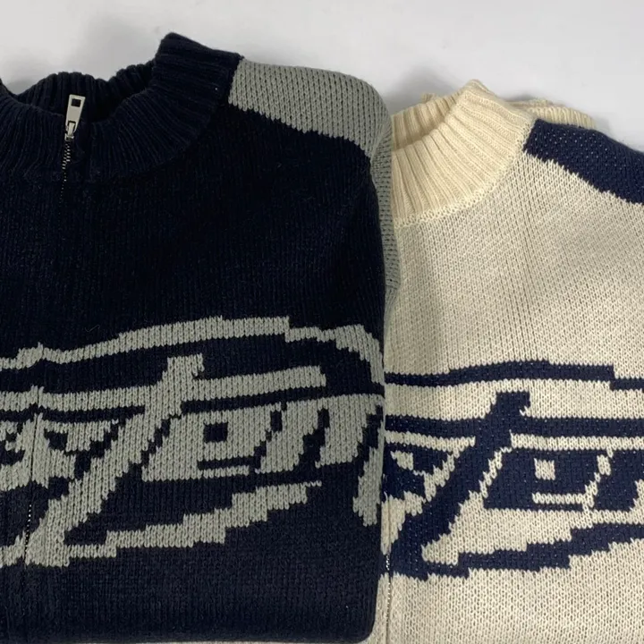 [~3XL] 빈티지 힙무드 박시니트집업💝 배색 나그랑 스트릿/투웨이 남녀공용 커플 빅사이즈 [4070] 상세 이미지 3