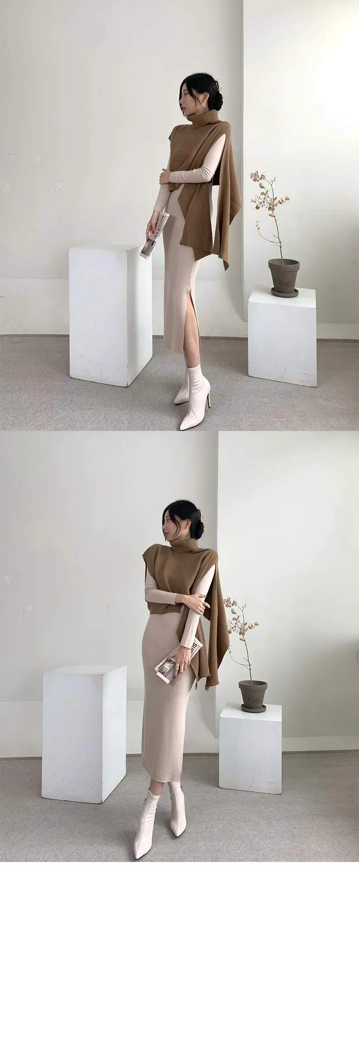 [여신핏/연말룩제격]miu 울 케이프 터틀넥니트 상세 이미지 4