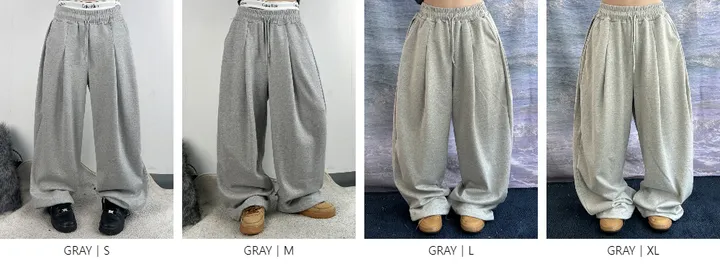 ❤️‍🔥기모선택│업그레이드 ver.│누적판매1,000 돌파 기념│4size!❤️‍🔥[UNISEX/기획특가]사이드 폴드 핀턱 스트링 루즈 와이드 벌룬 트레이닝 팬츠(2color) 상세 이미지 3