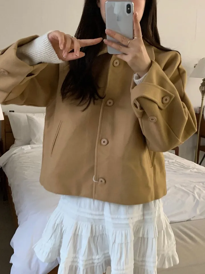 [아방루즈핏/💞러블리] 머스 카라 숏 코트 자켓 모직코트 상세 이미지 32