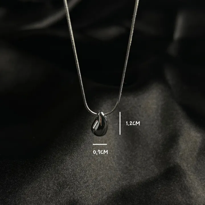 [*자체제작*/ 변색X]  데일리 심플 모던 시크 캐주얼 물방울 펜던트 뱀줄 써지컬 스틸 목걸이 상세 이미지 5