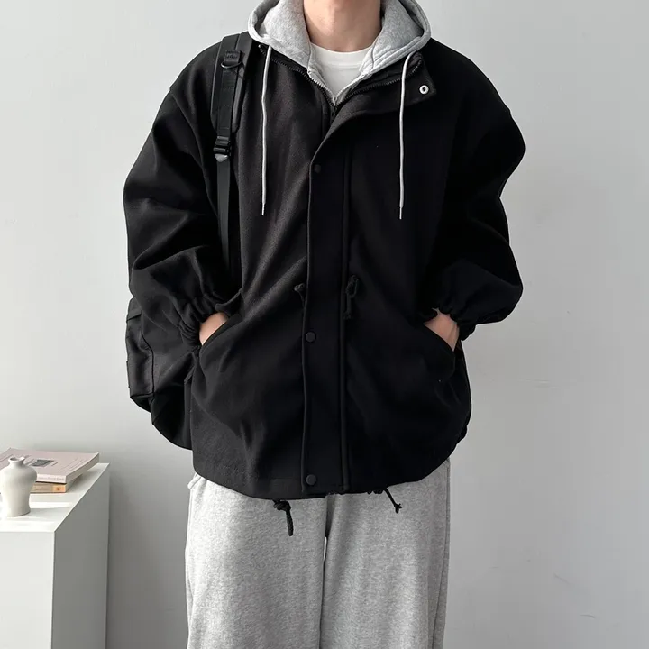 가을 겨울 오버핏 하프 코트 미니멀 빅사이즈 아우터 후드레이어드오버핏코트 상세 이미지 24
