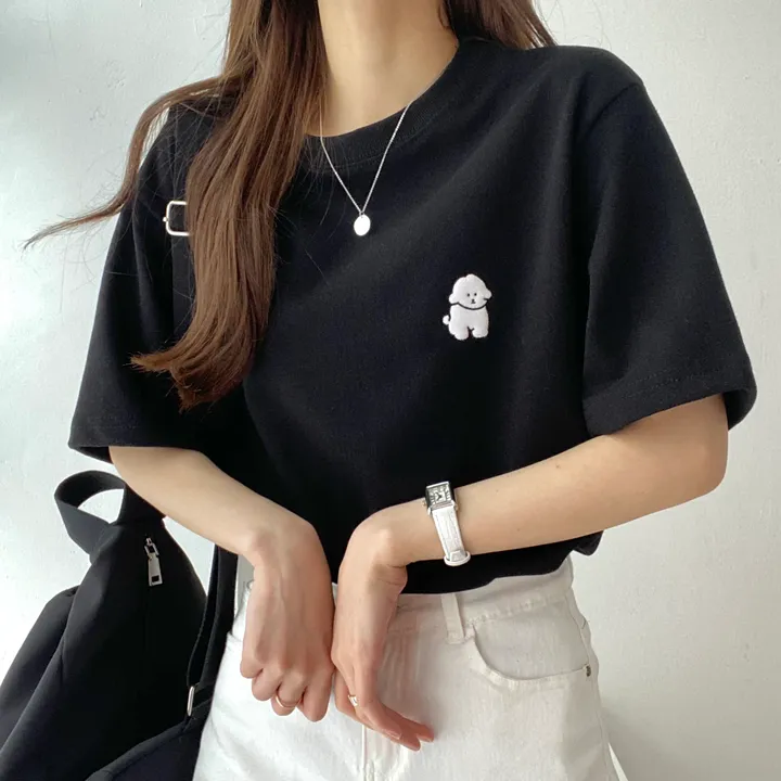 [묶음 할인/꾸안꾸] 귀여운 흰둥이 패치 반팔티 5color 상세 이미지 46