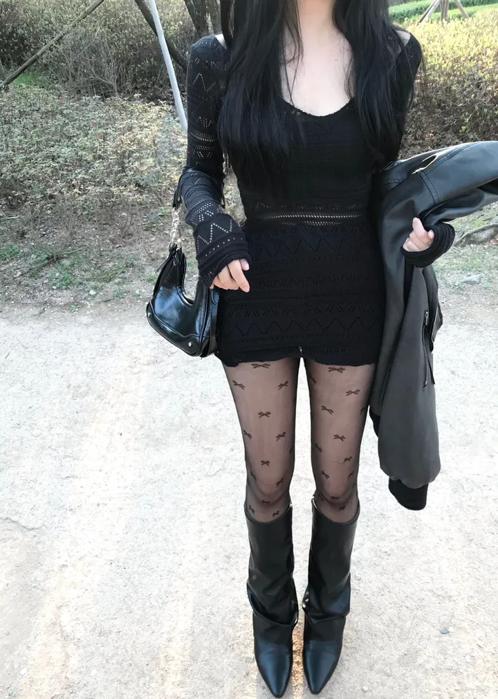 See-Through Knit Dress Top 상세 이미지 5