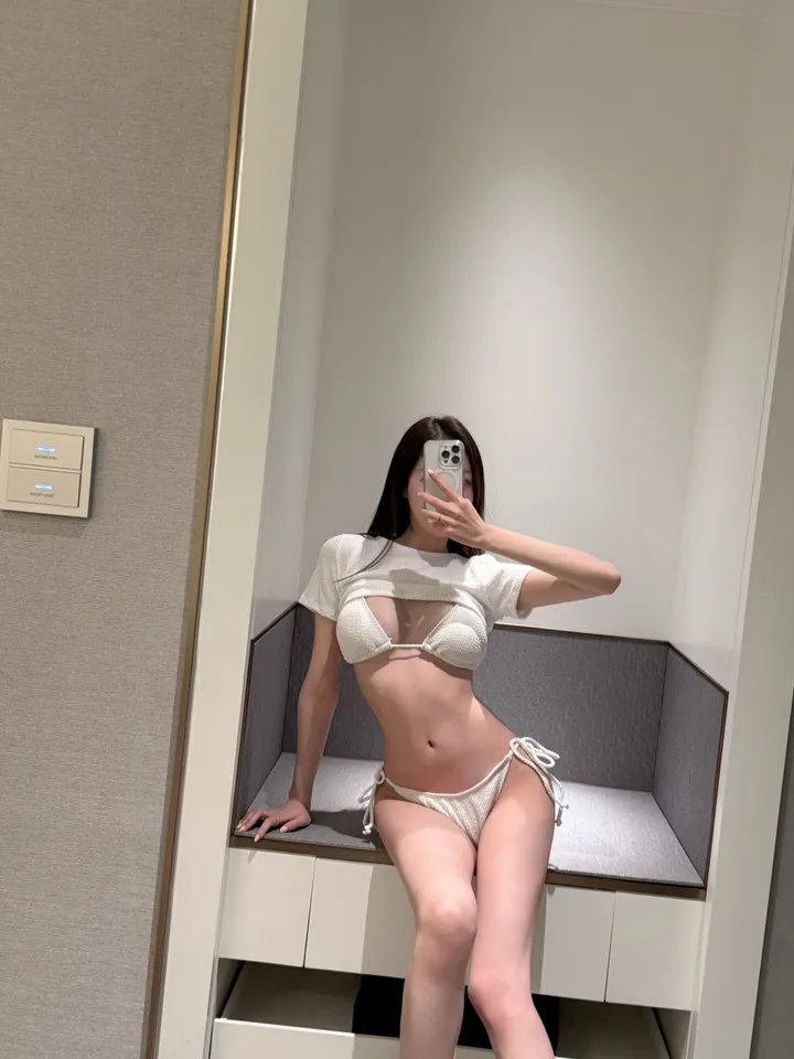 [핫걸👙] 글램 3PCS 세트 크롭 반팔 커버업 비키니 수영복 상세 이미지 4